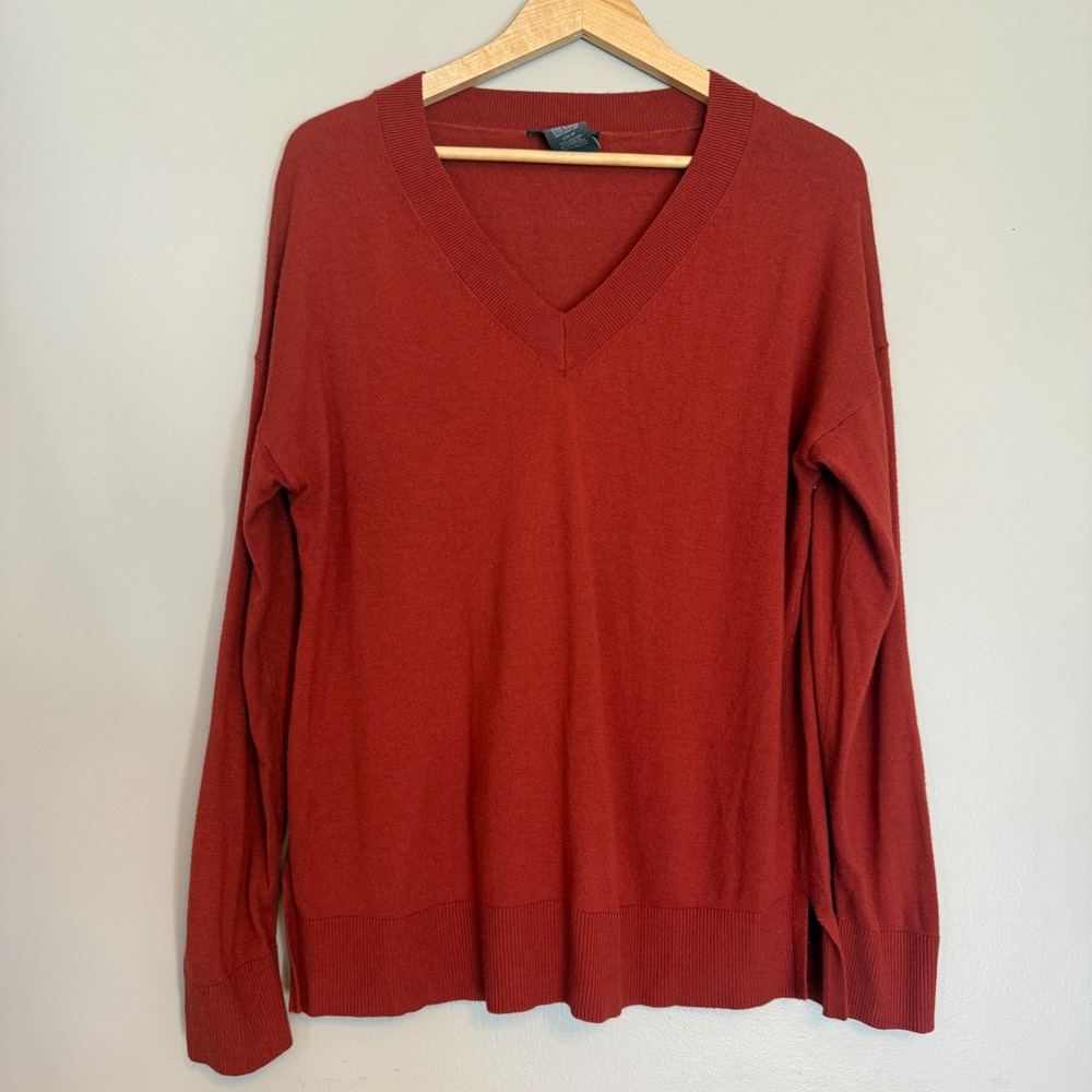 Matty M Womens Rust‎ Orange V-Neck Relaxed Knit Sweater MS9238US/0M Size Medium